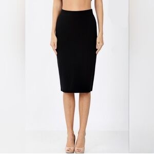 Zenana Black Ponte Pencil Skirt | Stretch Knee-Length | S–3X